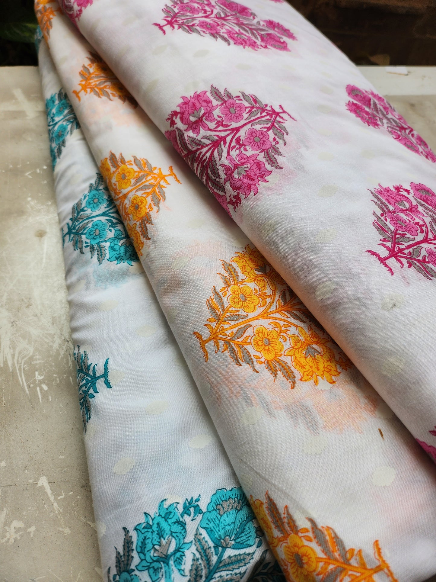 White Color with Goldenrod Block Print