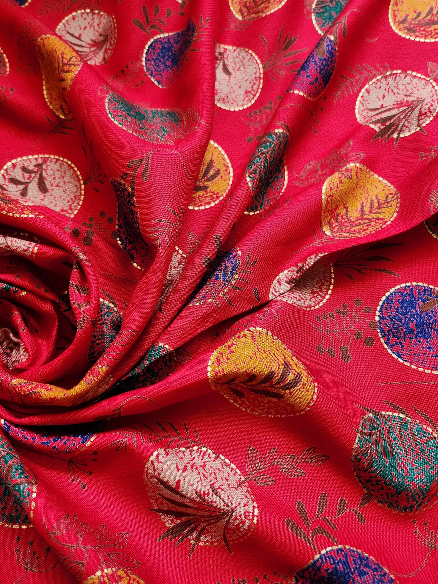 Pink Color with Printed Pure Rayon Cotton