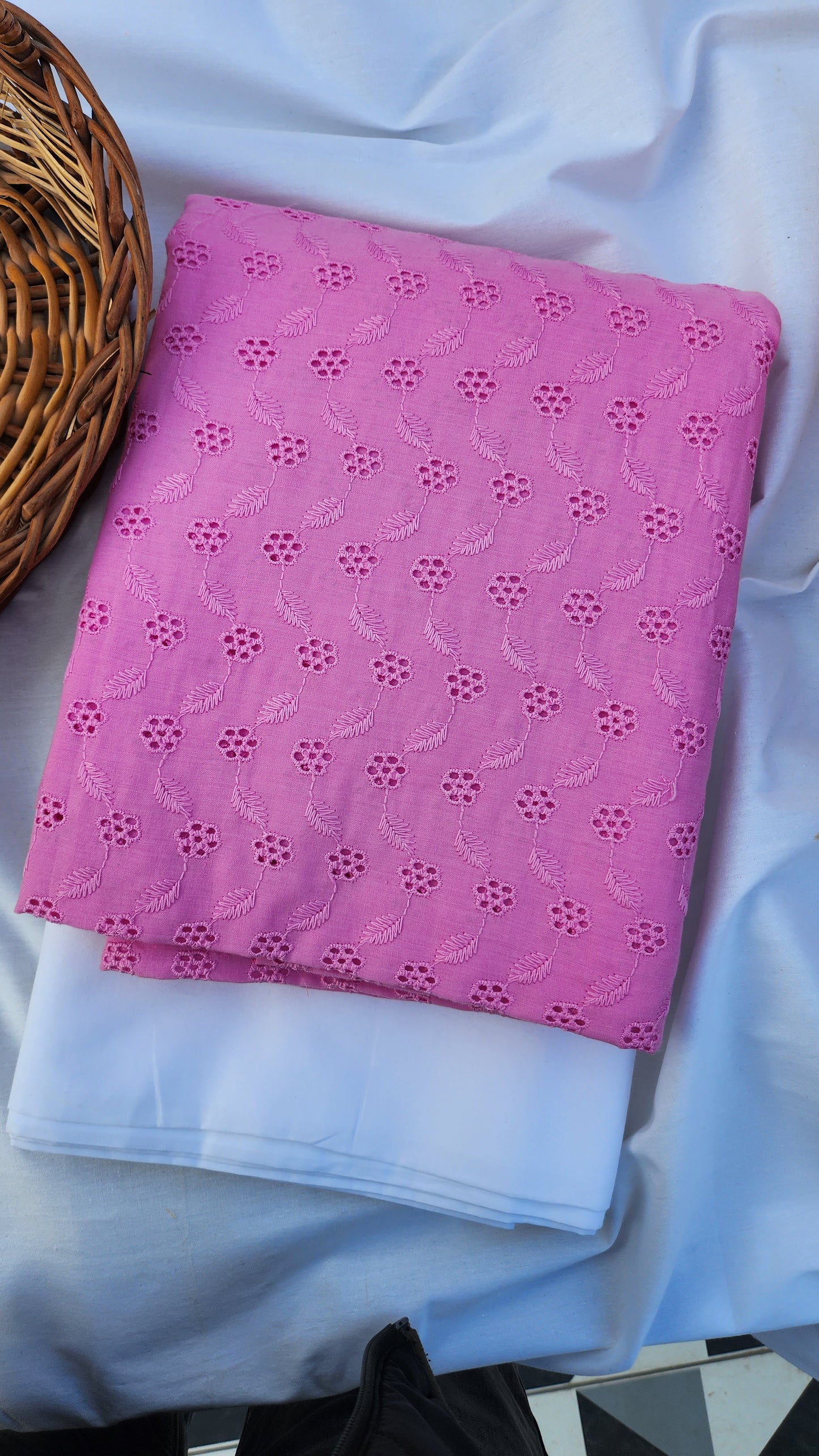 Pure Cotton Chikankari Kurta Pajama Sets Pink Color