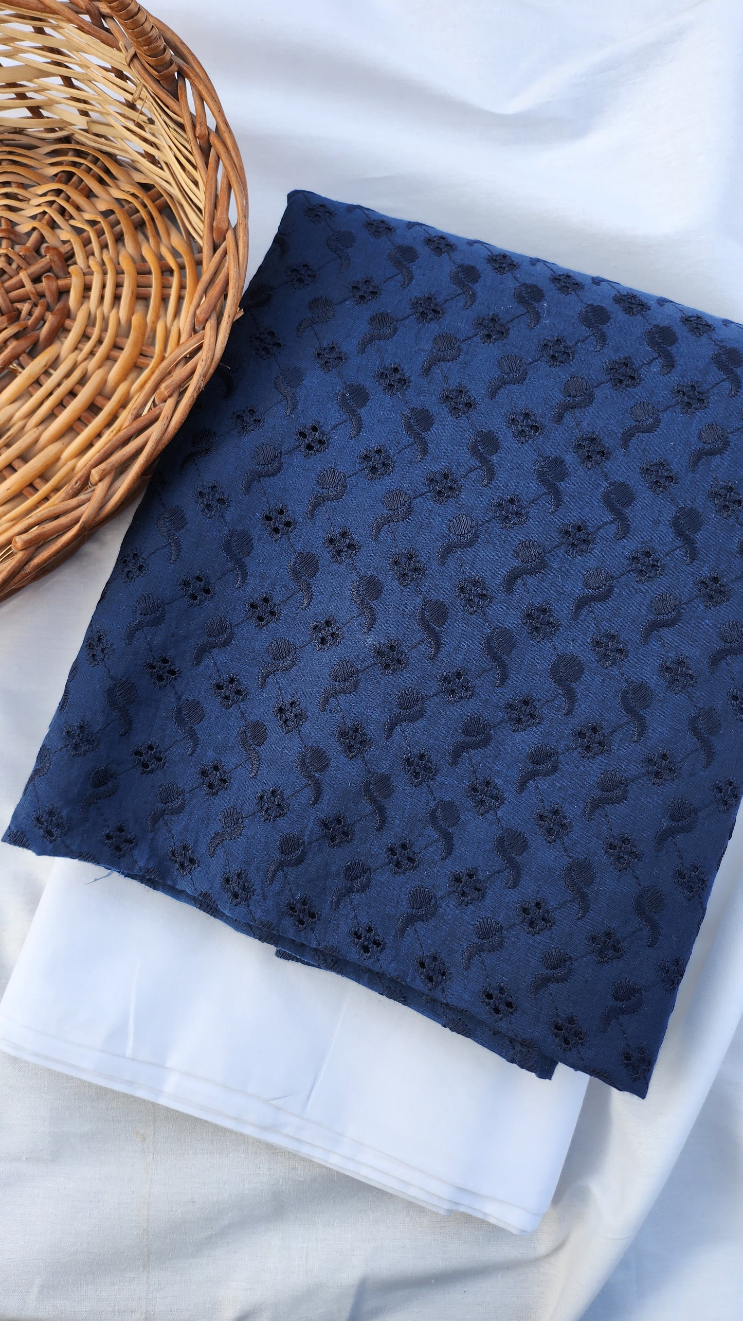 Pure Cotton Chikankari Kurta Pajama Sets Blue Color