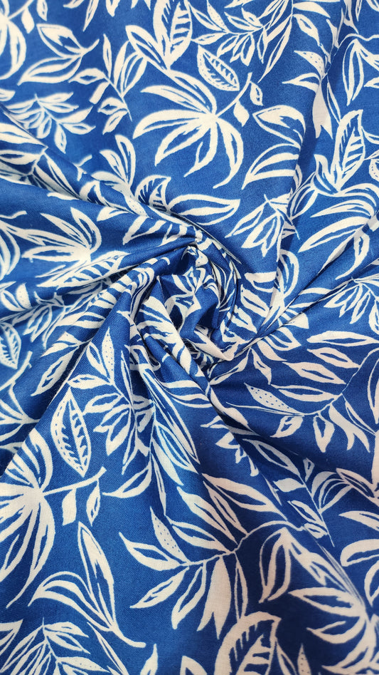 Blue Color with White Floral Printed