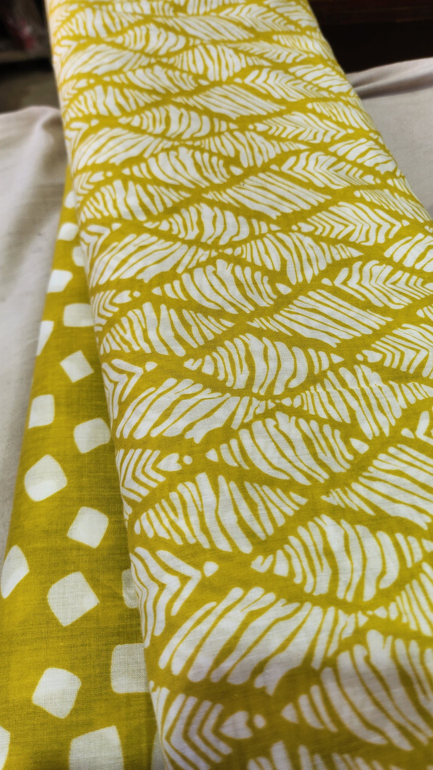 Yellow Color with White Abstract Printed