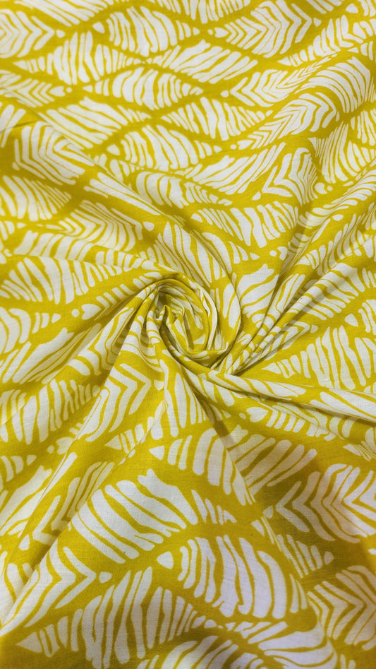 Yellow Color with White Abstract Printed