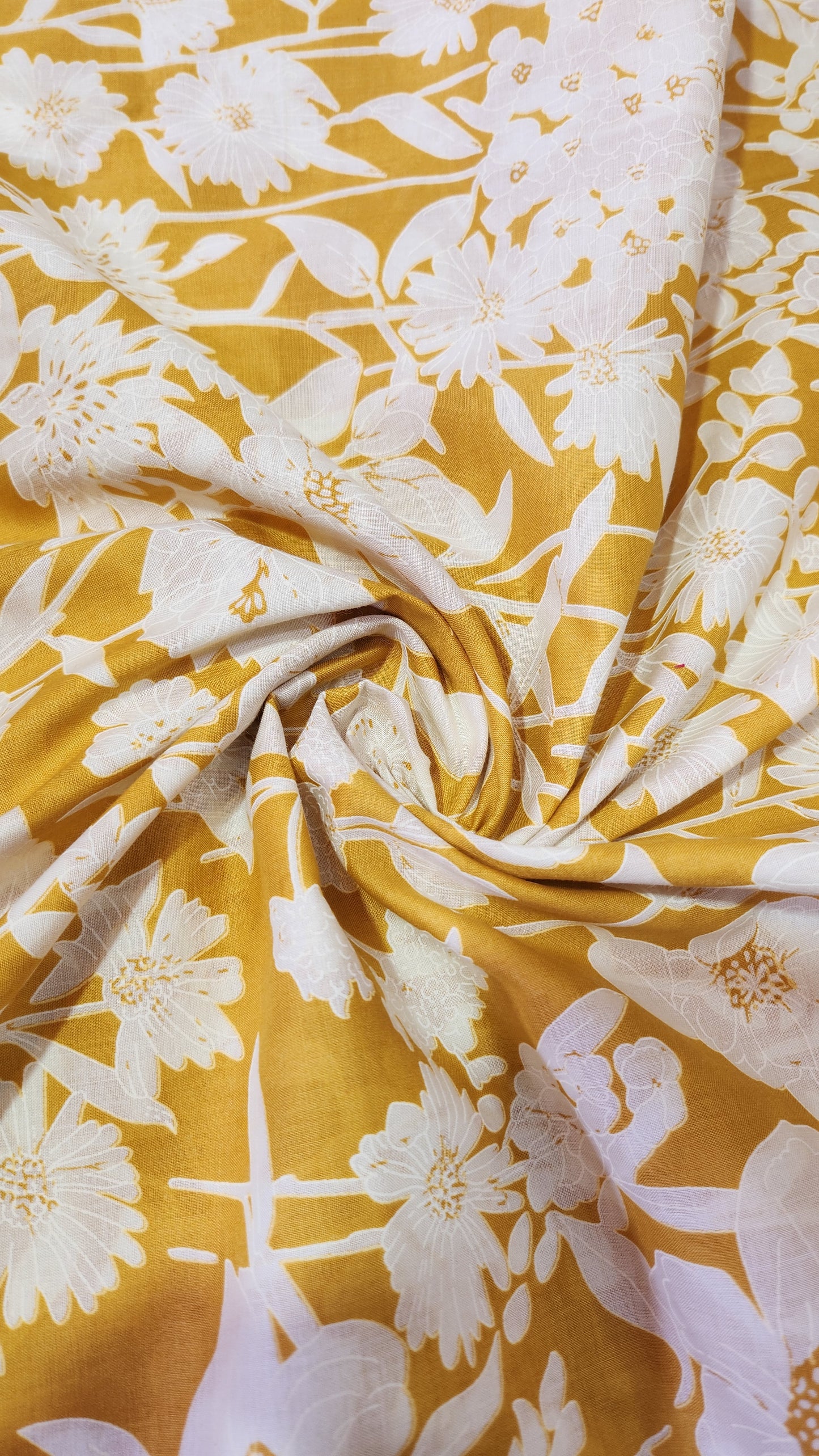 Cotton Suit Set Yellow Color with White Floral