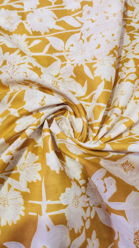 Yellow Color with White Floral Printed