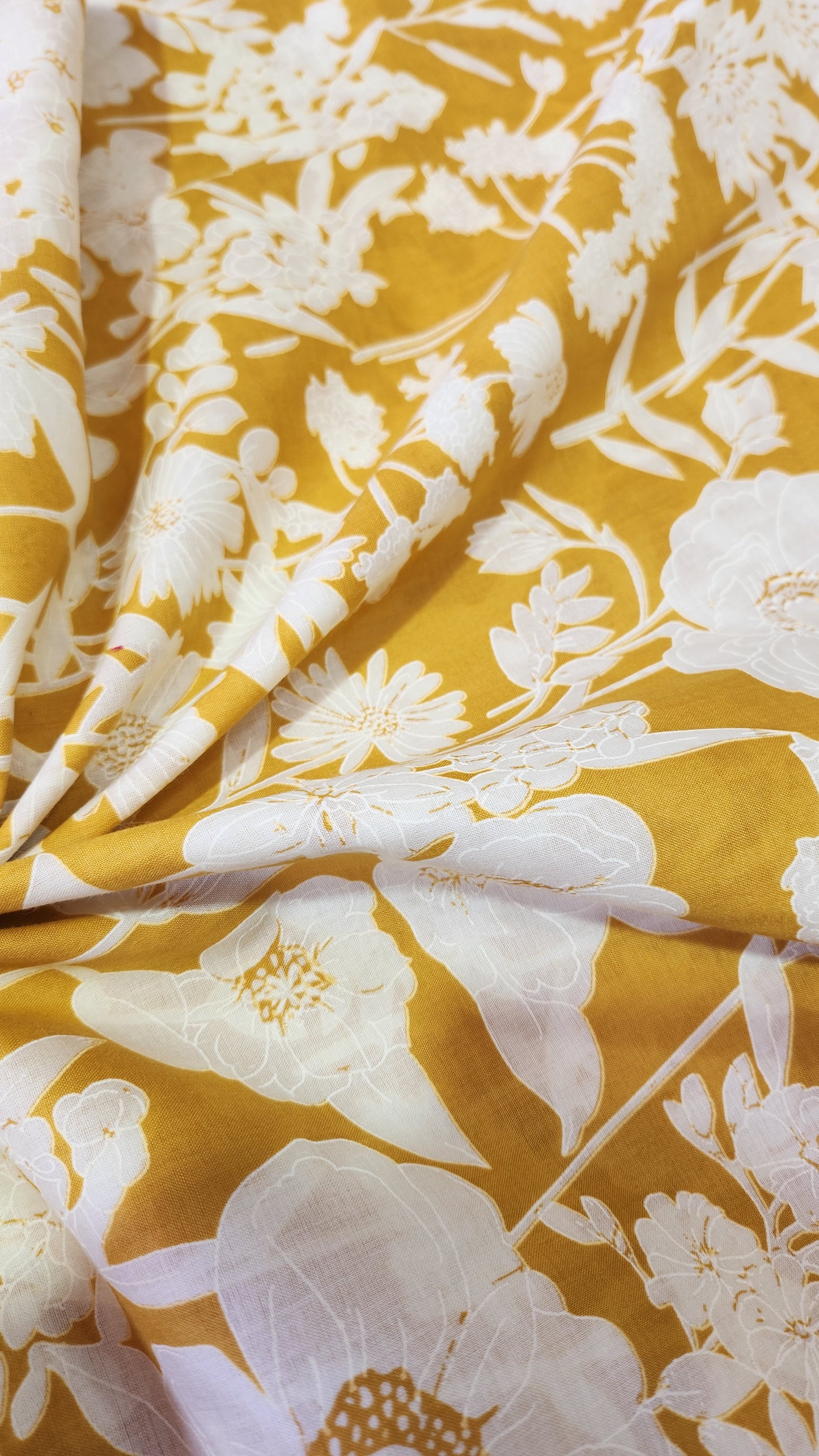 Cotton Suit Set Yellow Color with White Floral