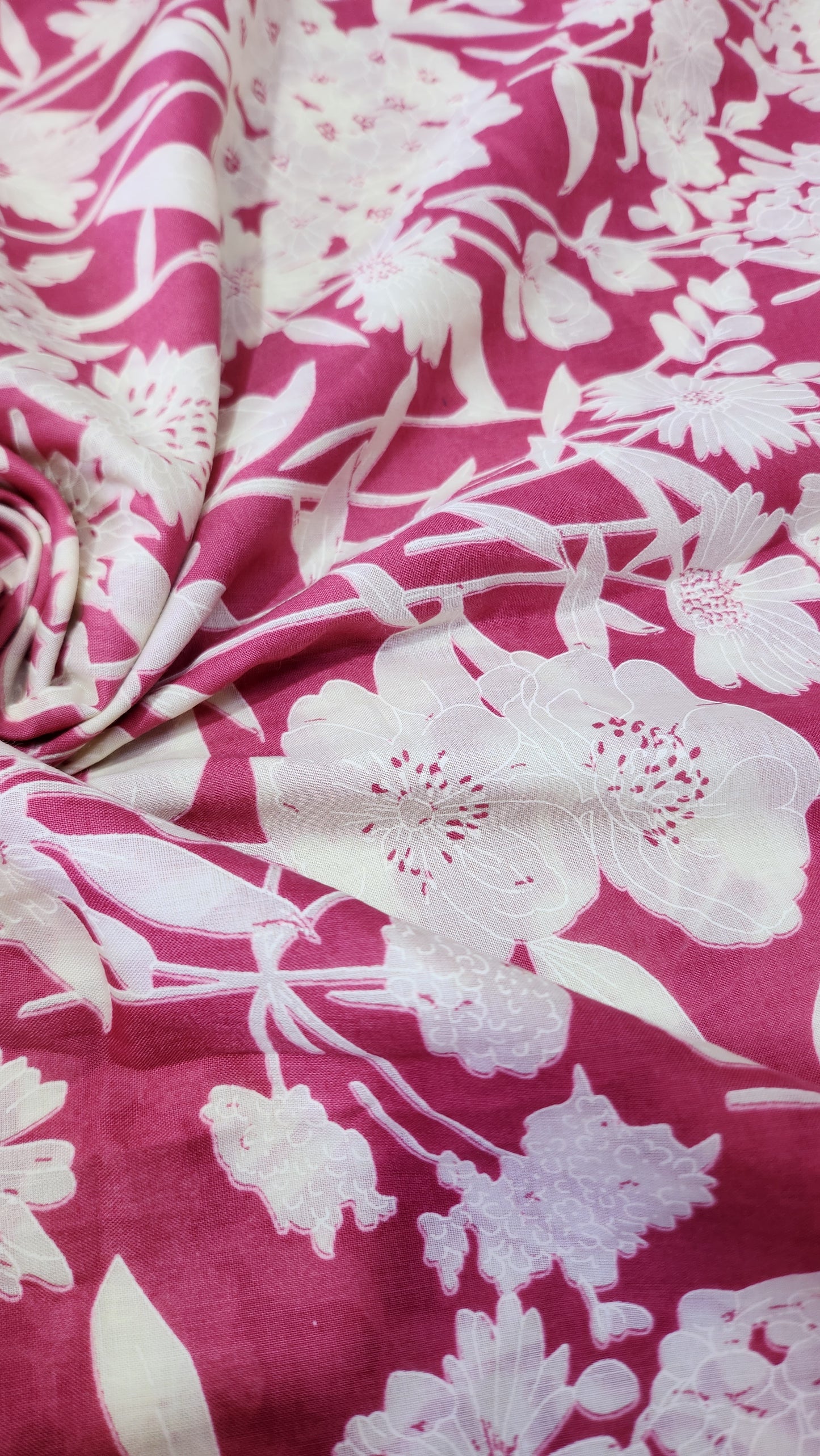 Cotton Suit Set Ruby Color with White Floral