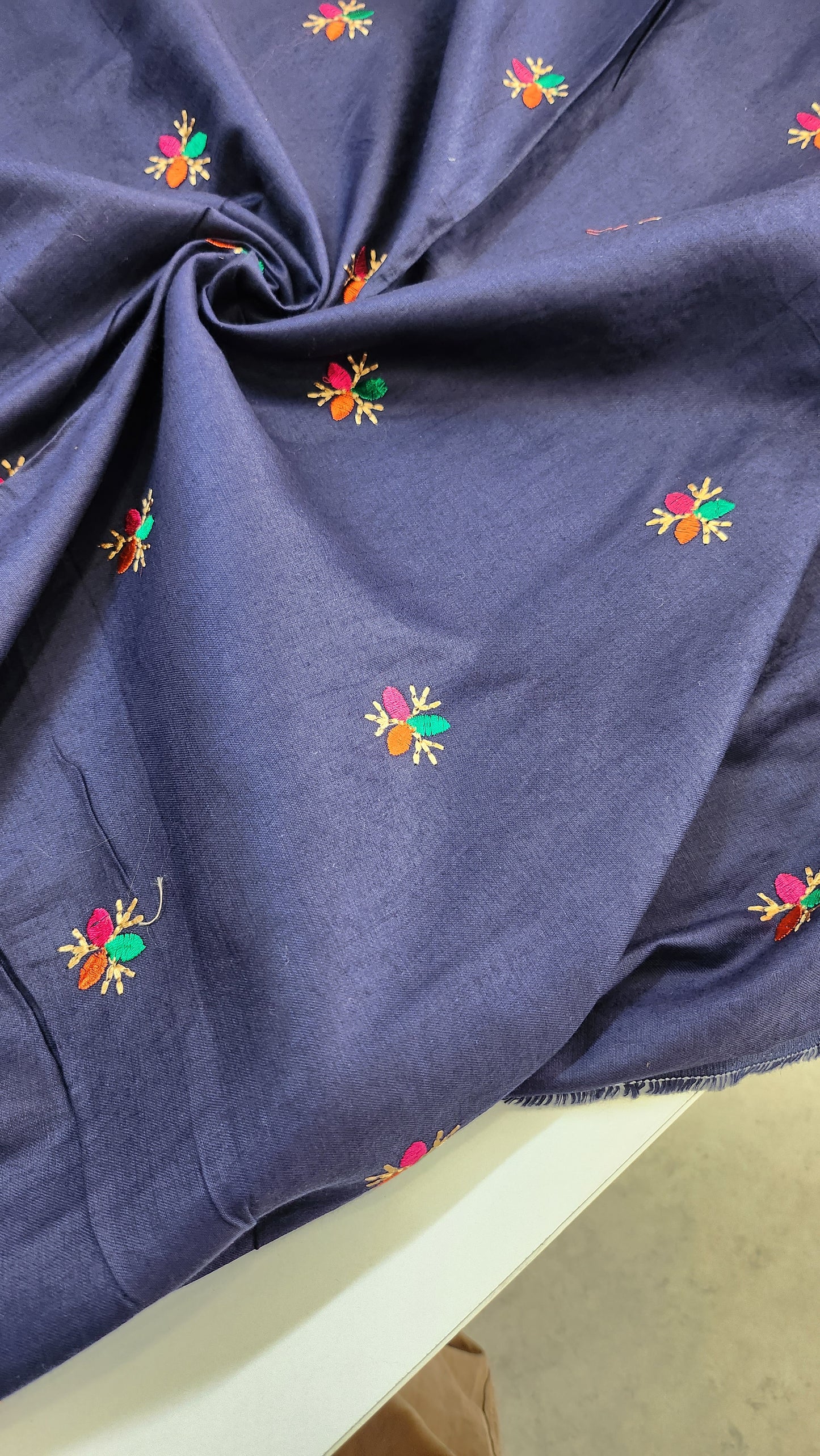 Pure Cotton With Kutch Embroidery Work Navy Blue