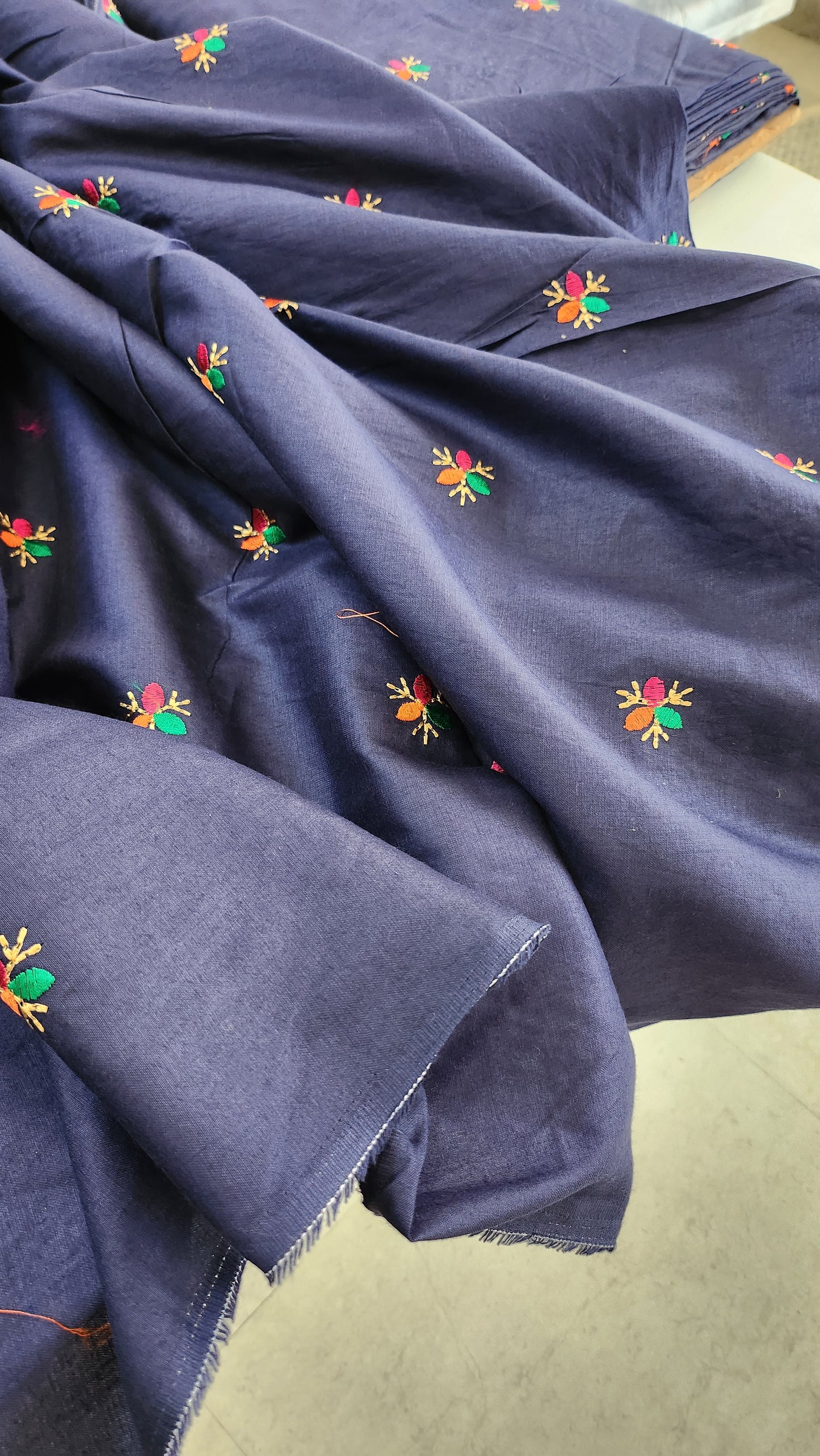 Pure Cotton With Kutch Embroidery Work Navy Blue