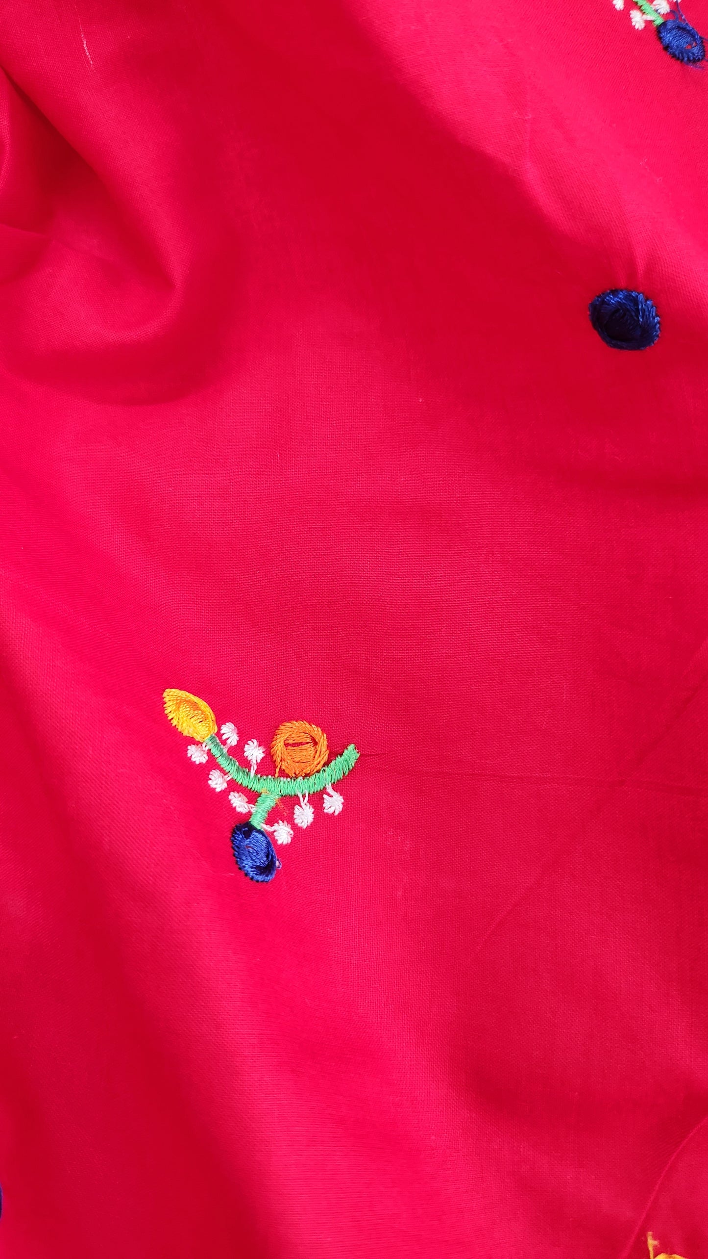 Pure Cotton With Kutch Embroidery Work Red