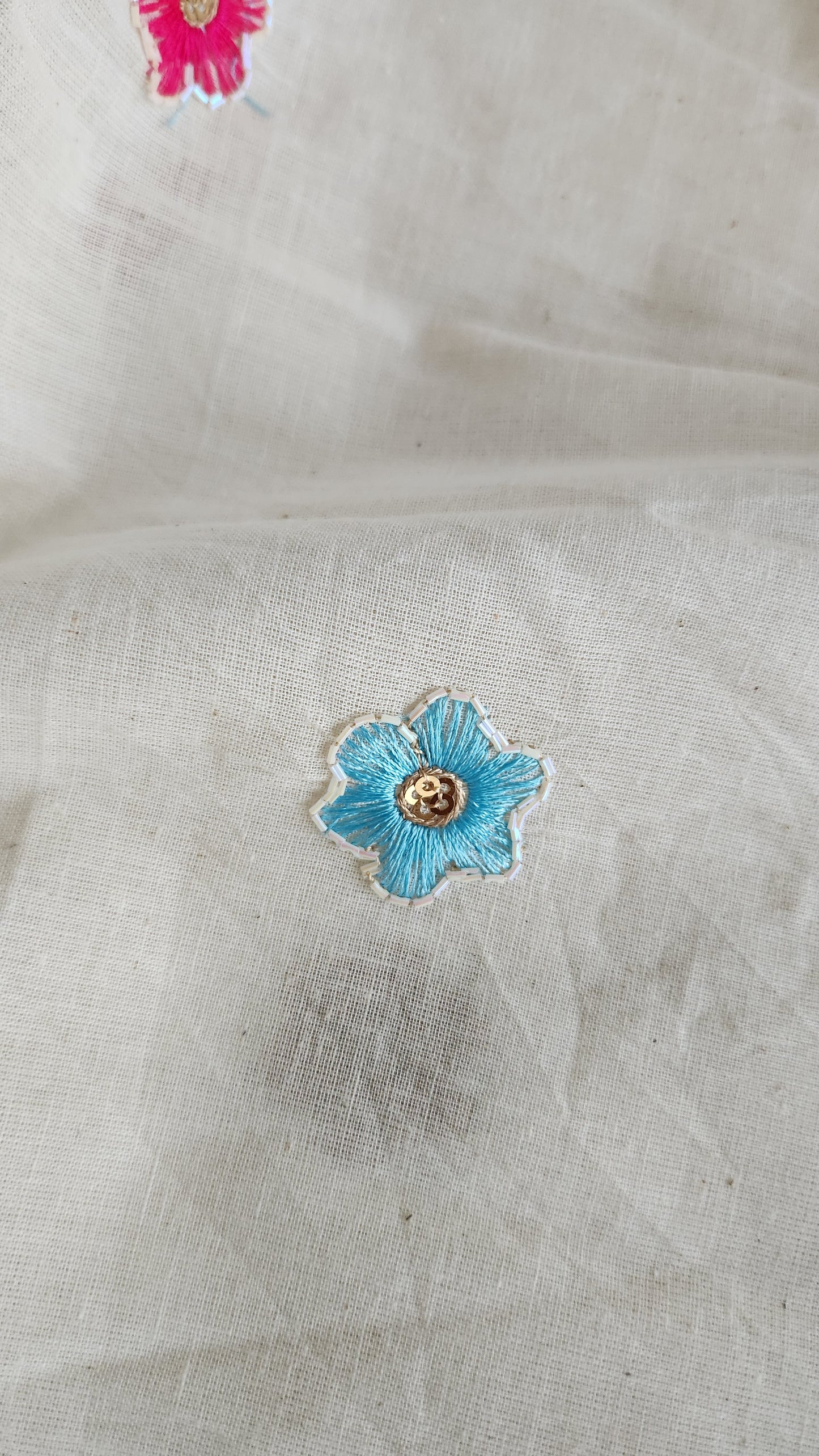 Pure kora cotton with multi color floral embroidery with sequence work