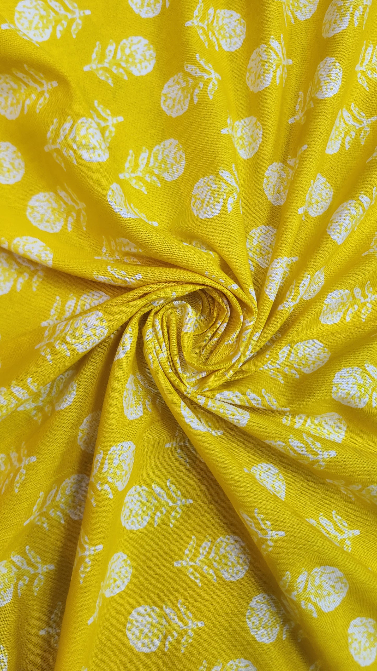 Pure Cotton Yellow Color With White Floral Print