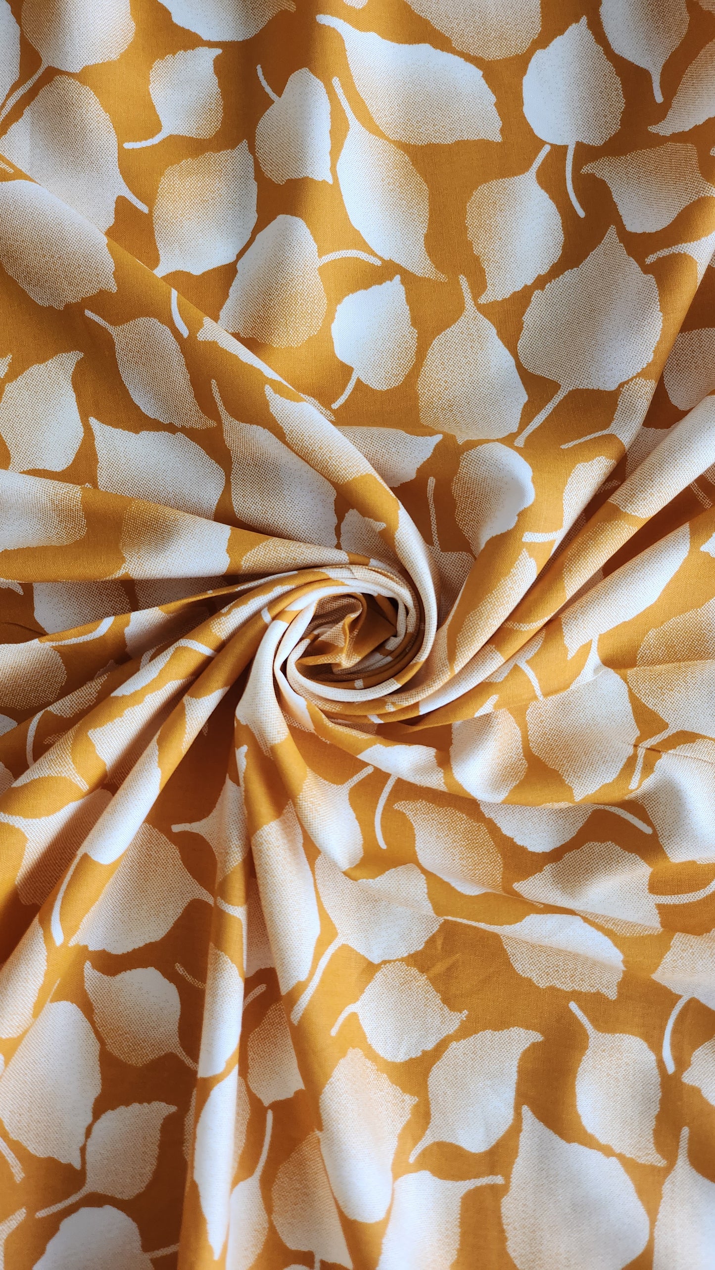 Rayon Cotton Yellow color white Leaf shadid Print