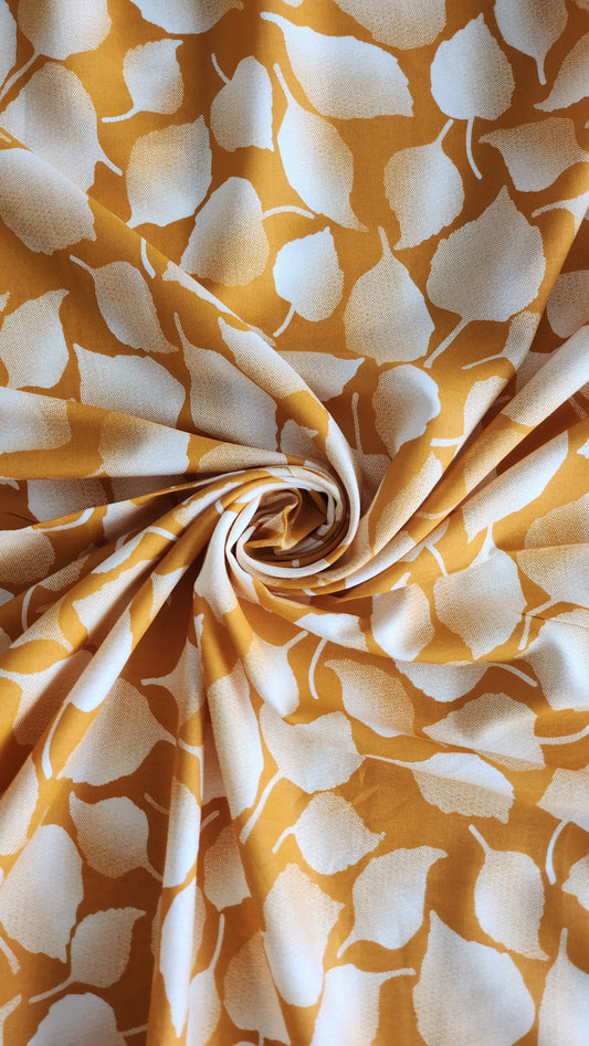 Rayon Cotton Yellow color white Leaf shadid Print
