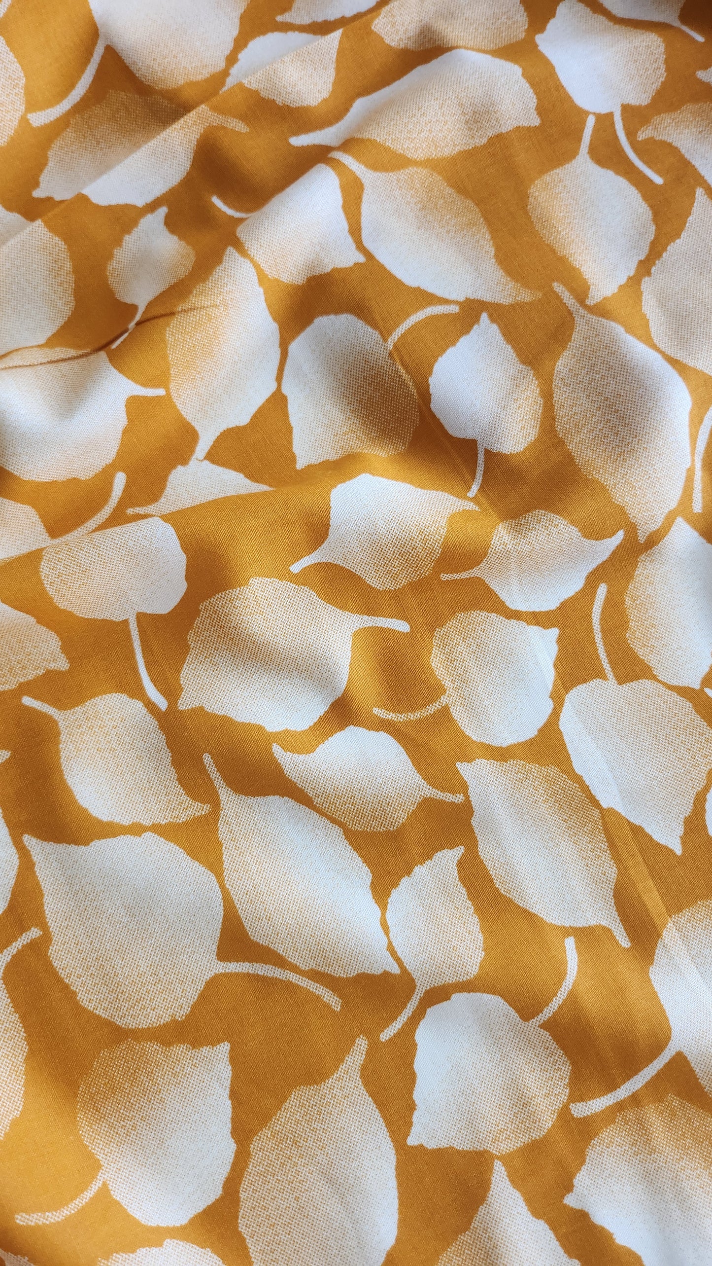 Rayon Cotton Yellow color white Leaf shadid Print