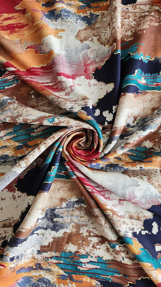 Rayon Cotton With Multi Color Abstract Print