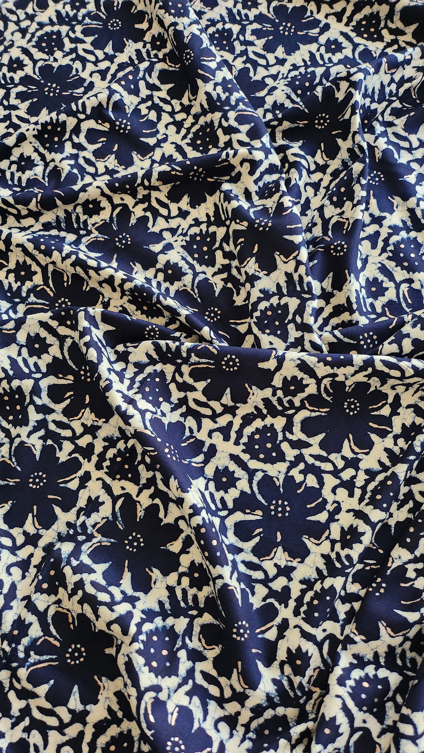 Pure Rayon Cotton indigo color with floral Print All Over