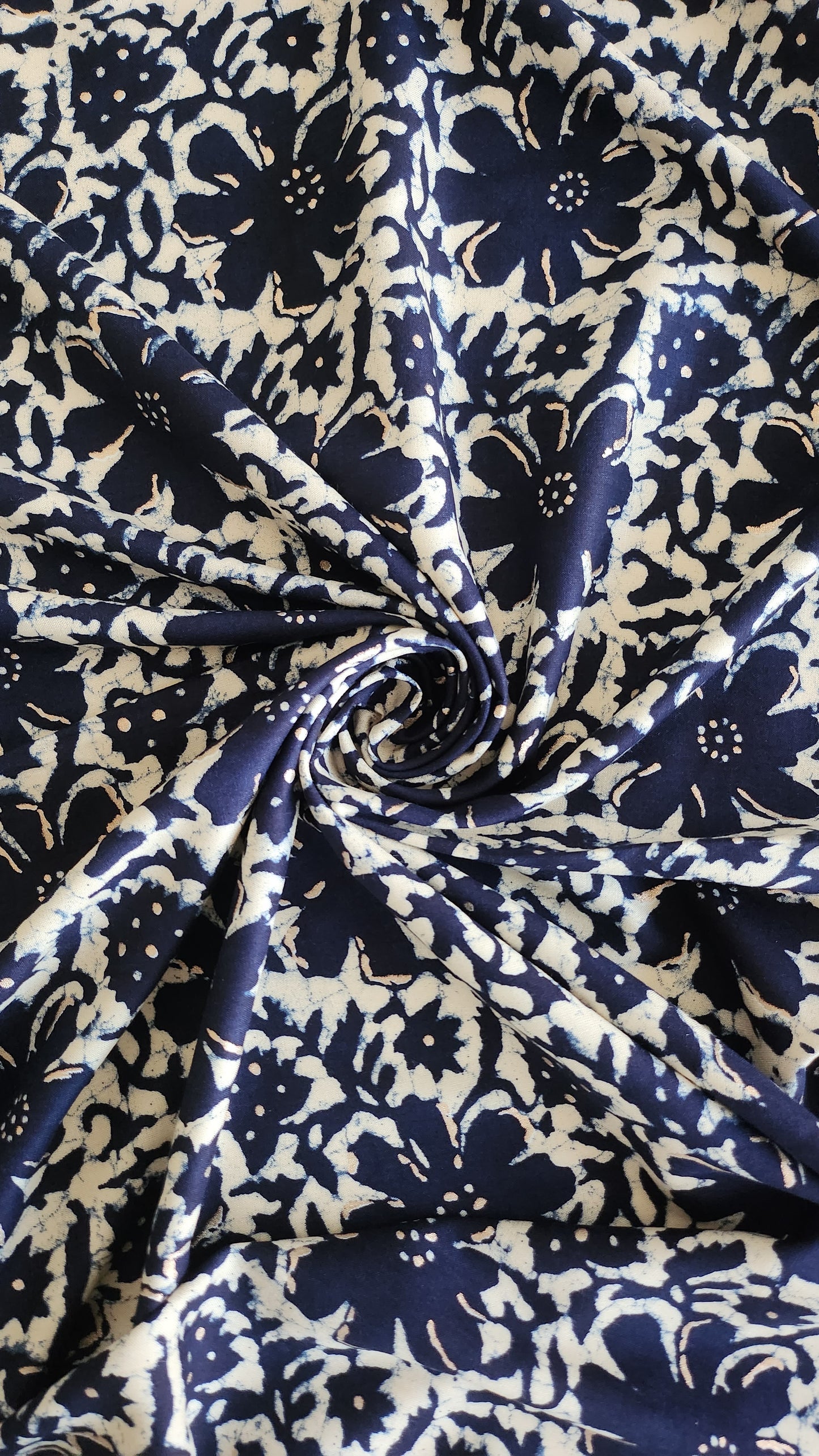 Pure Rayon Cotton indigo color with floral Print All Over