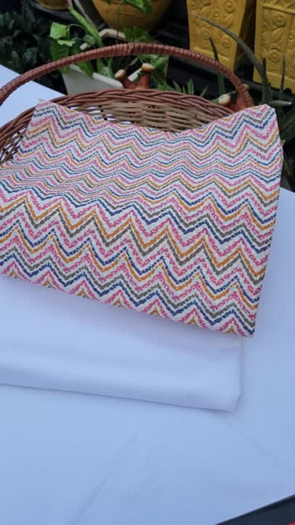 Multi color Zigzag design with Pure cambric cotton