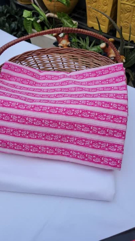 Pink & white color stripe design with Pure cambric cotton