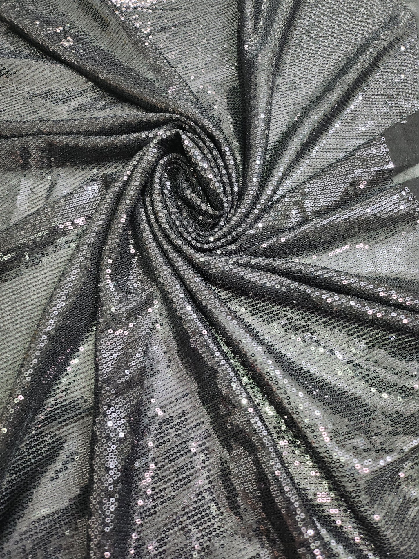 Shimmering Sequin-Embellished Net Lycra Textile in Silver