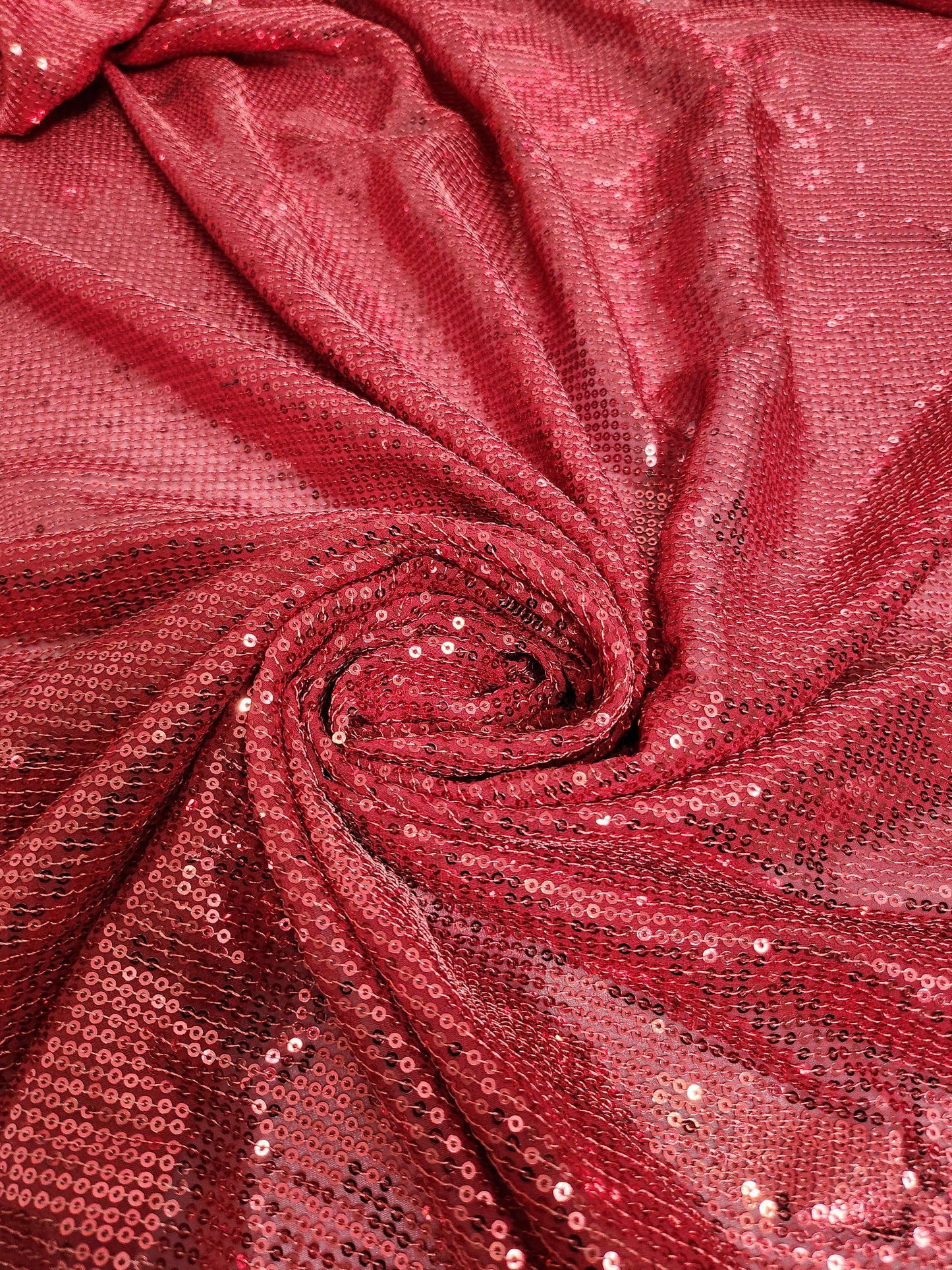 Imported Red Striped Sequined Georgette Sequin Fabrics