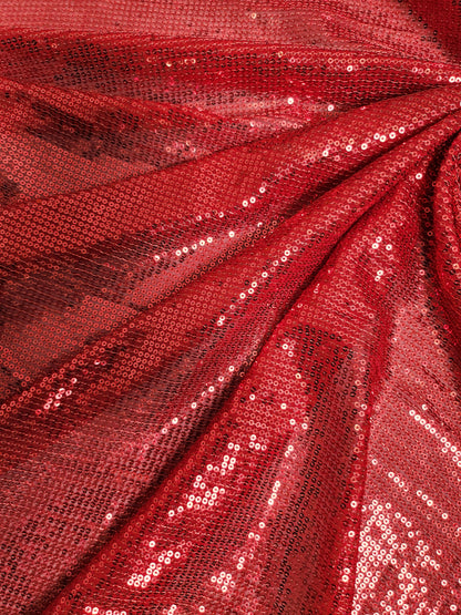 Imported Red Striped Sequined Georgette Sequin Fabrics