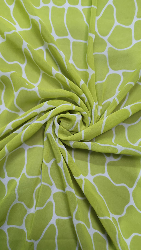 Giraffe Print with Lime Color Georgette