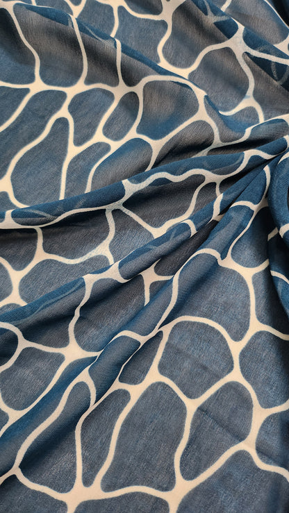 Navy Blue Color with animal print Georgette