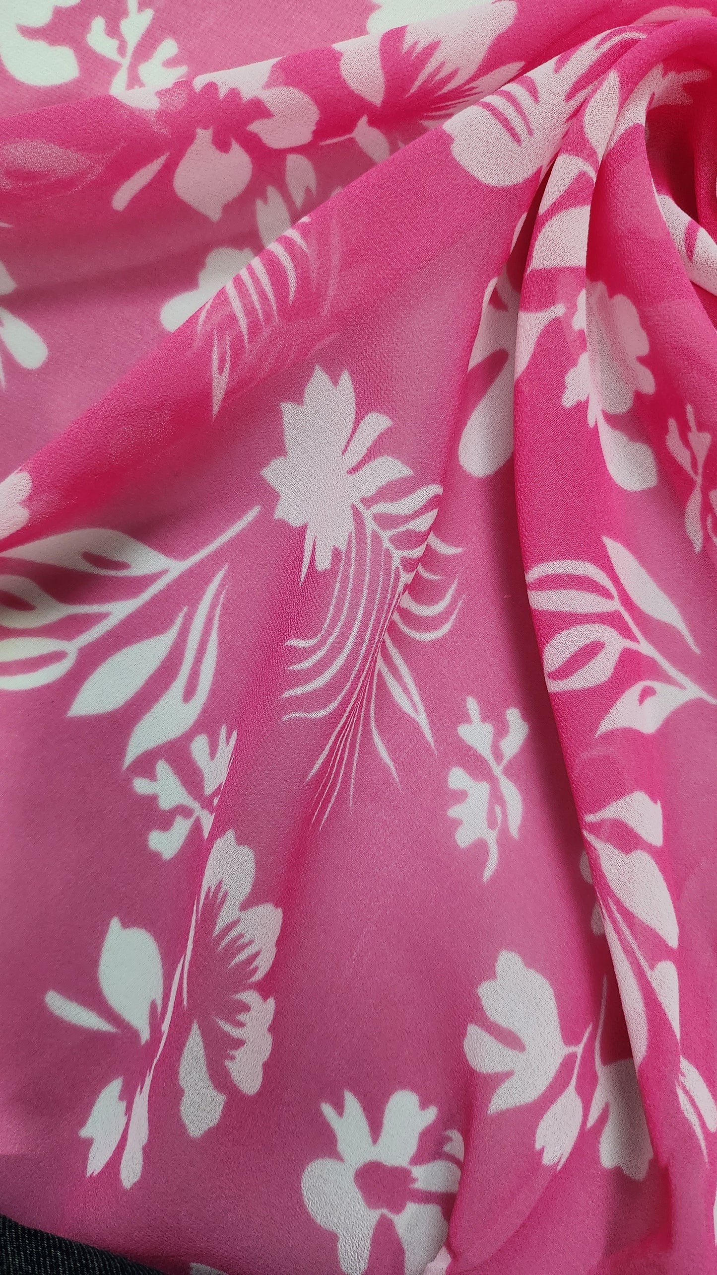 Elevate Style with Leaves Georgette Pink Color