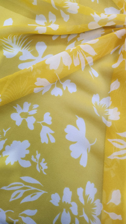 Yellow Color with Floral Georgette