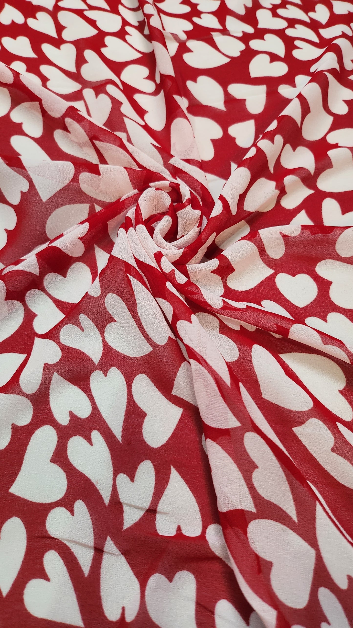 Elevate Style with Heart Printed Georgette Red Color