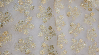 Golden Color with Floral Net Embroidery