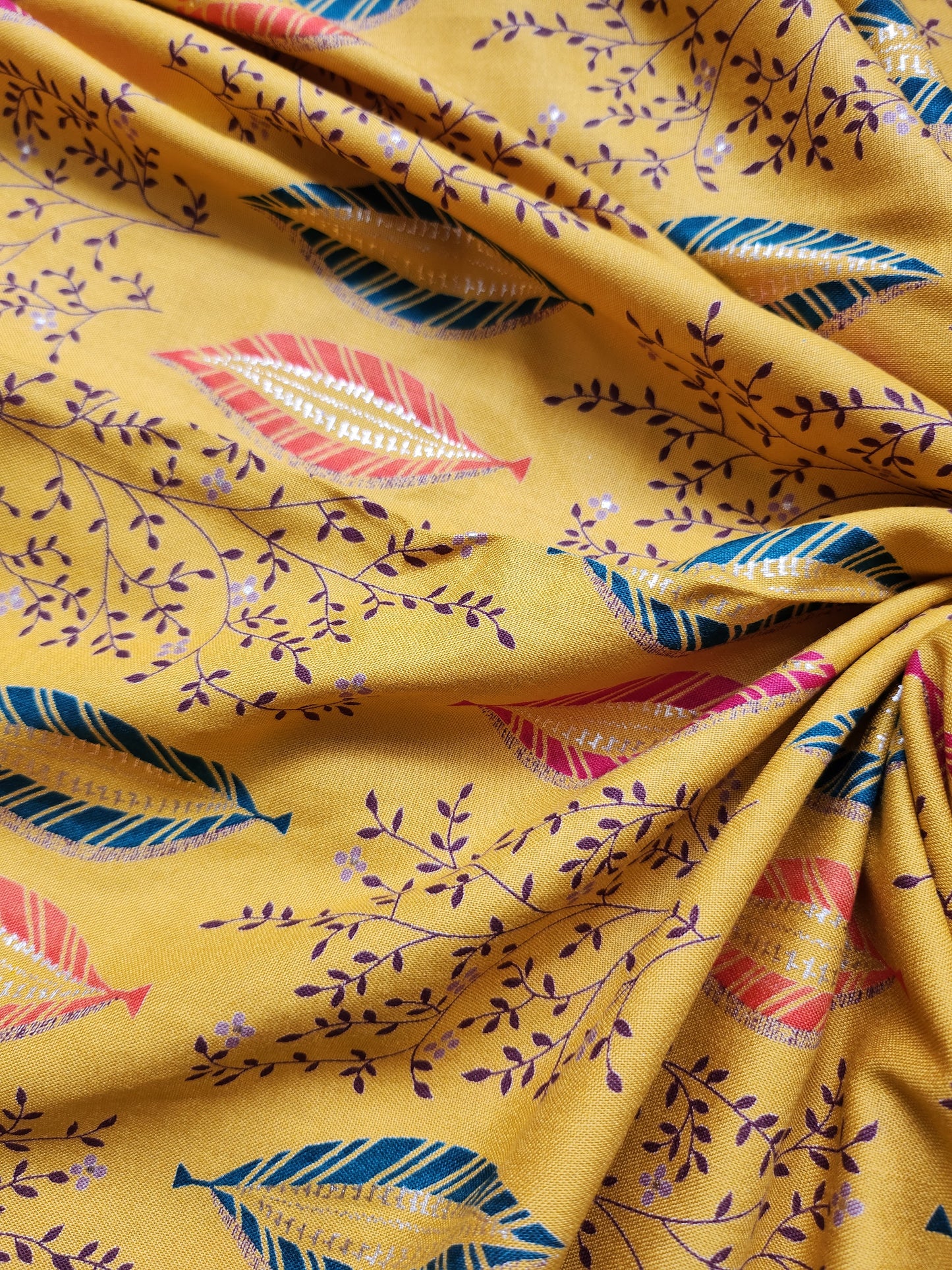 Leaves Printed Pure Rayon Cotton