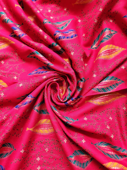 Multi Color Leaves Printed Pure Rayon Cotton