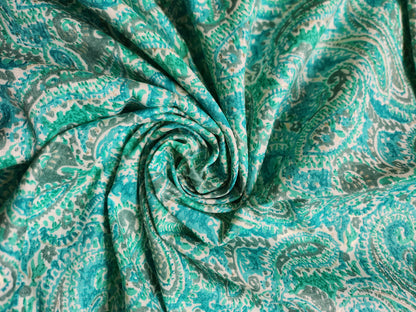 Green Color Rayon Cotton with Abstract Print