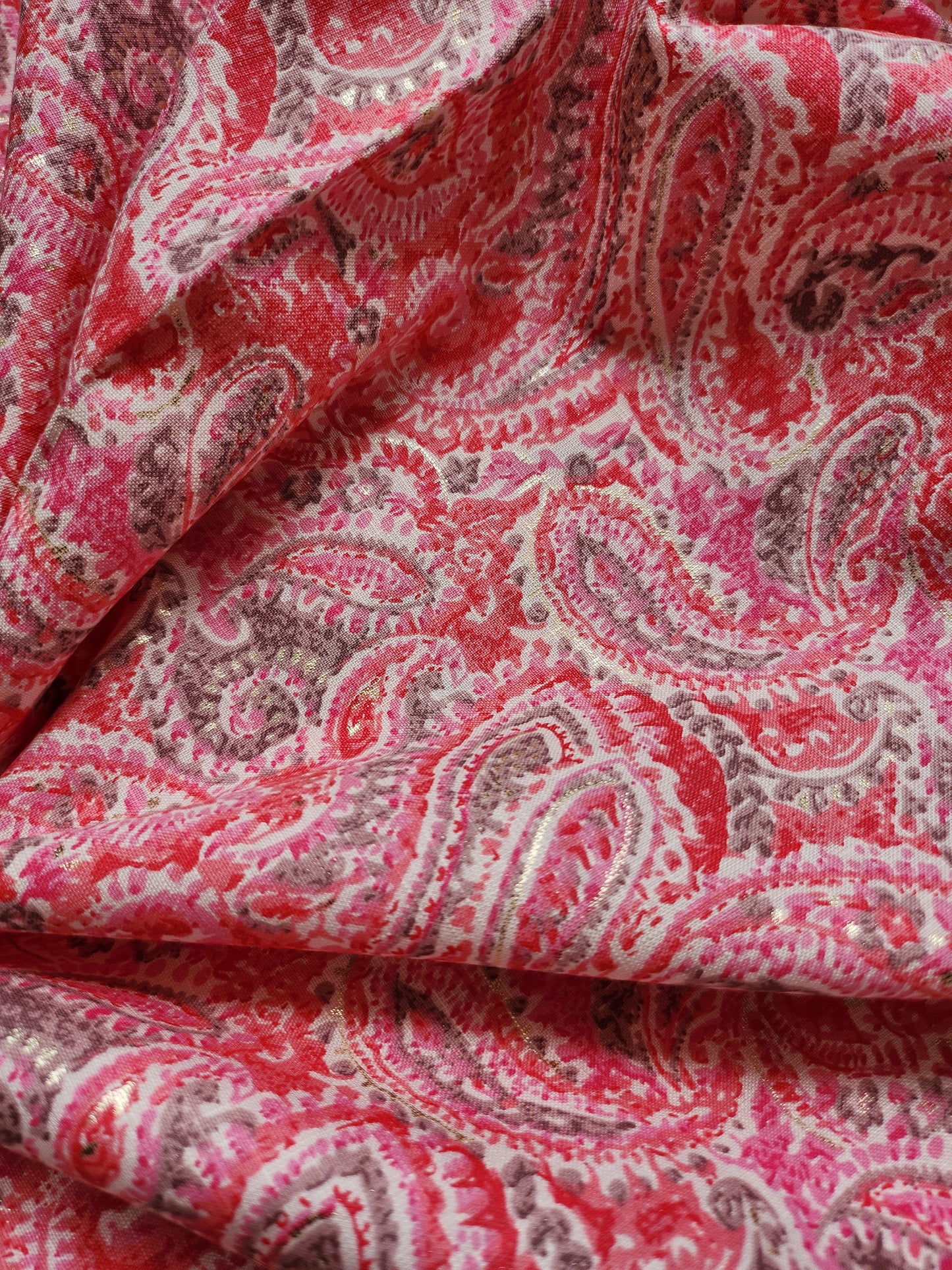 Red Color Pure Rayon Cotton with Abstract Print