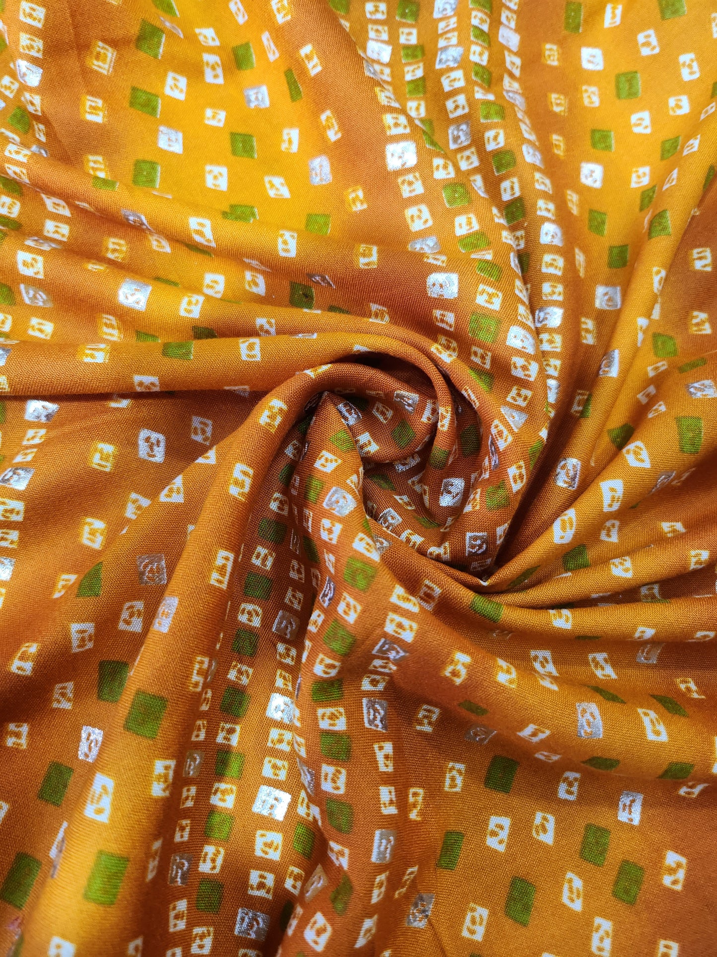 Yellow color Pure Rayon Cotton with Jaipuri Print