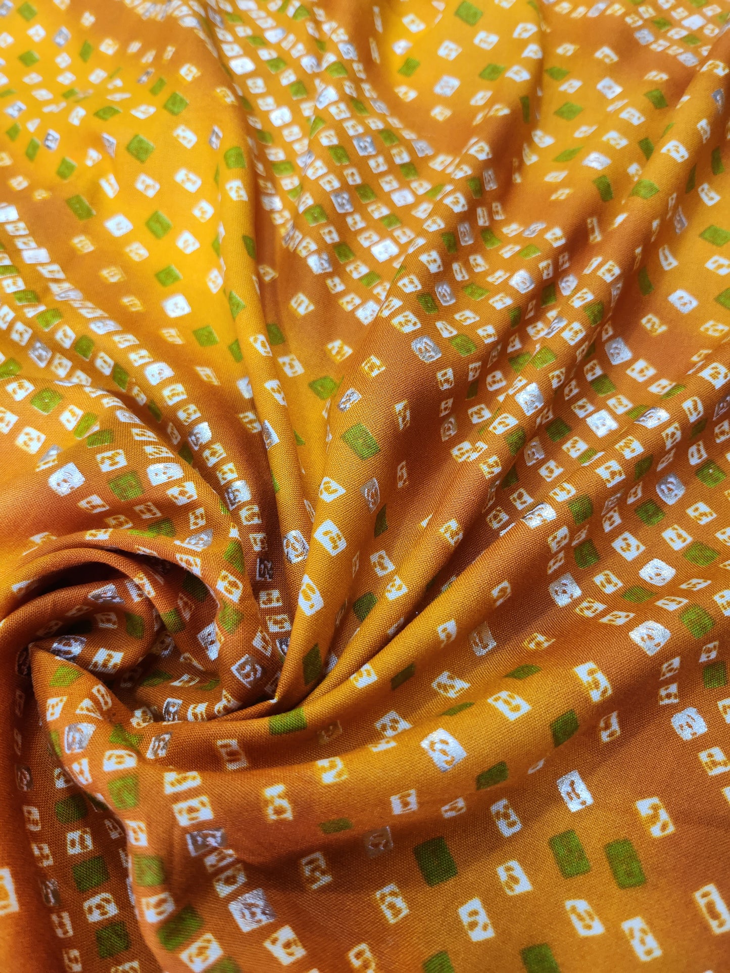 Yellow color Pure Rayon Cotton with Jaipuri Print