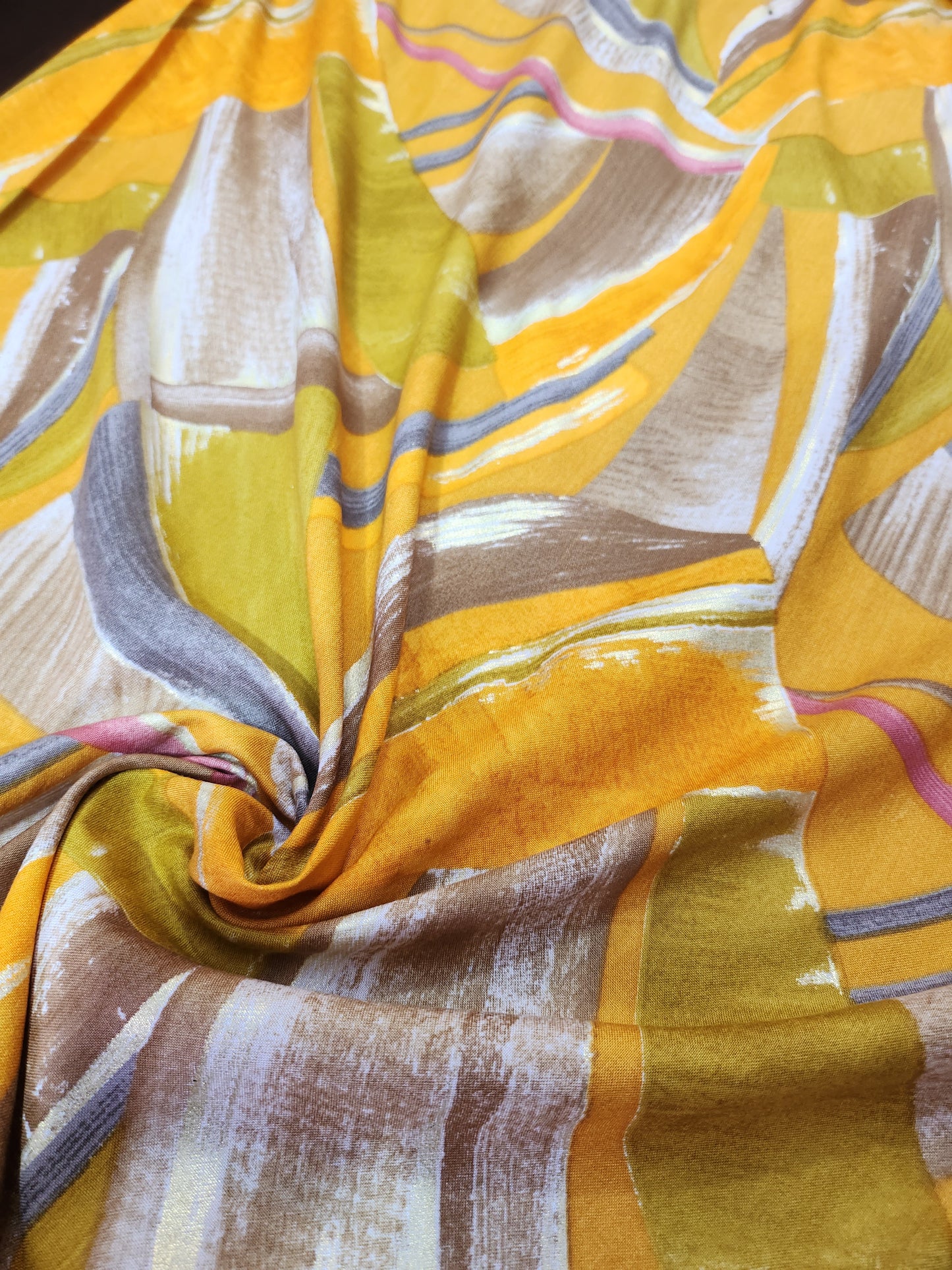 Pure Rayon Cotton with Multi color Abstract