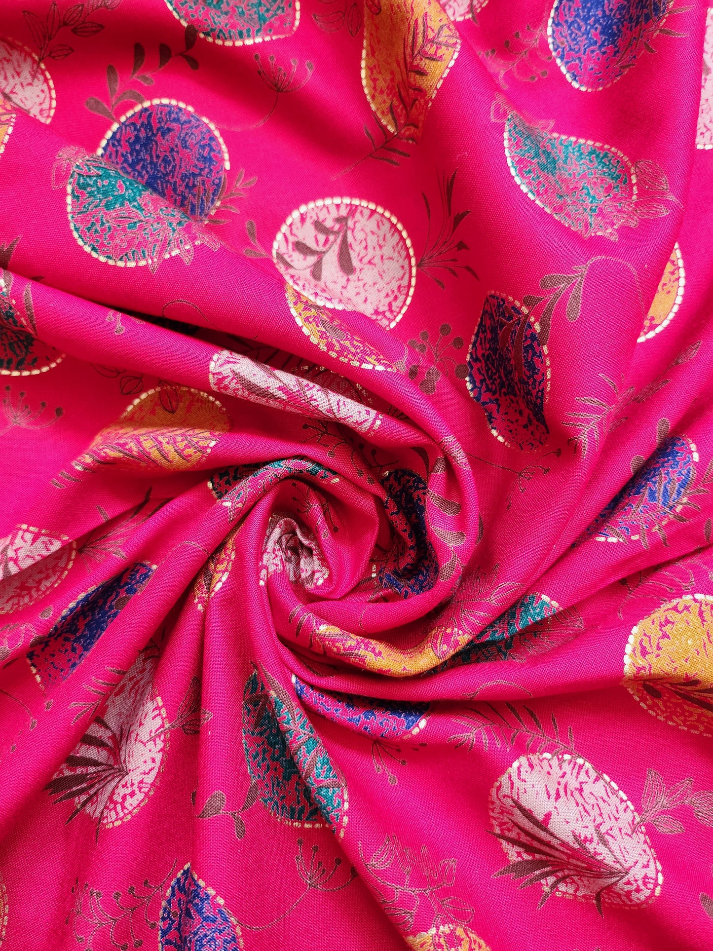 Pink Color with Printed Pure Rayon Cotton