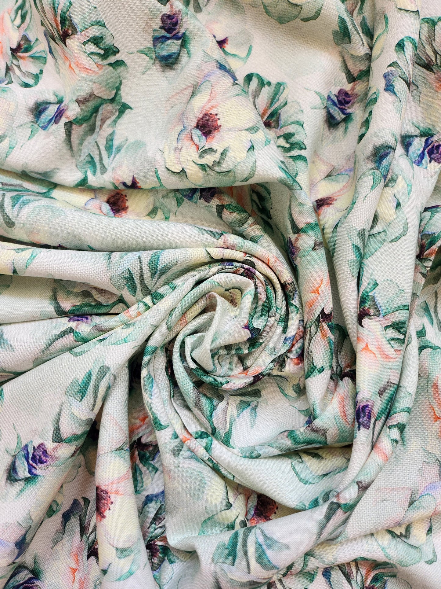 White color Floral Pure Rayon Cotton