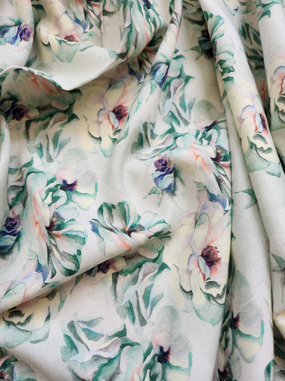 White color Floral Pure Rayon Cotton