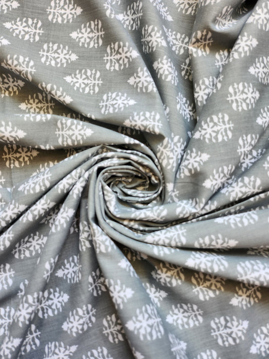 Grey Color Jaipuri Printed Cotton