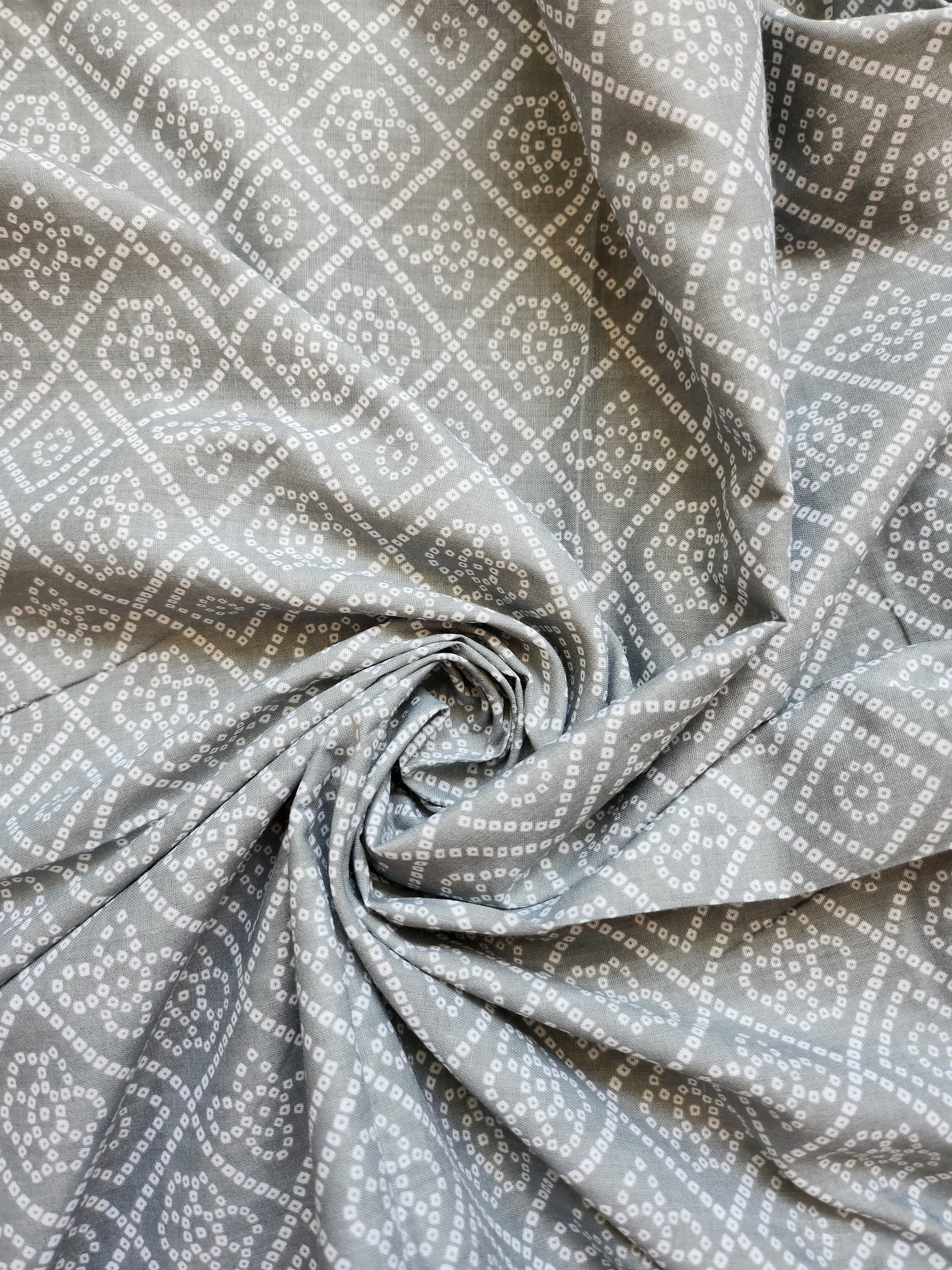 Silver Color Bandhani Print Cotton