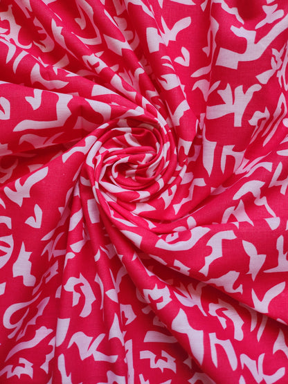 Ruby Color Abstract Cotton