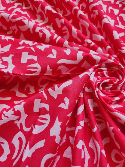 Ruby Color Abstract Cotton