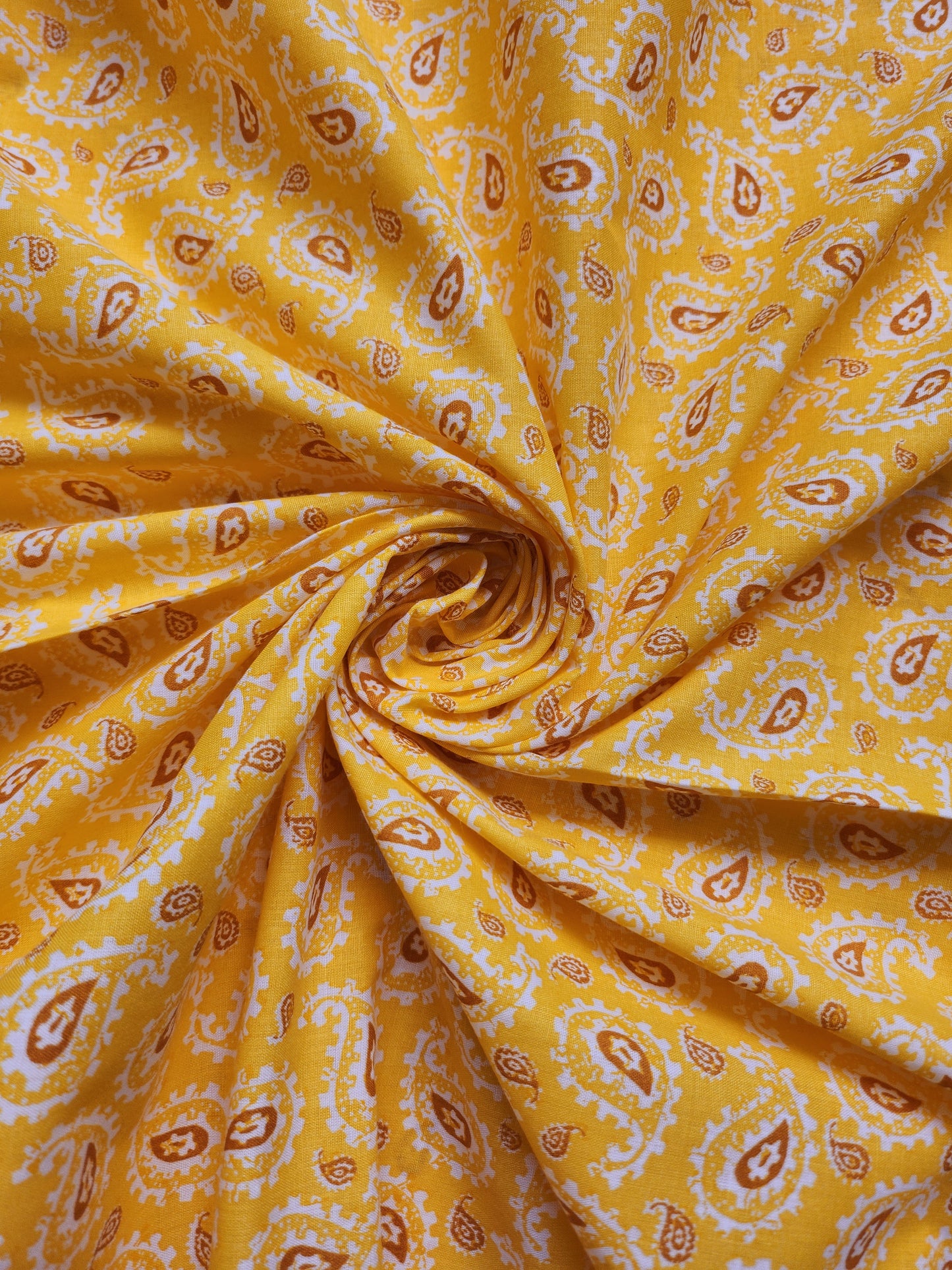 Goldenrod Color Paisley Printed Cotton