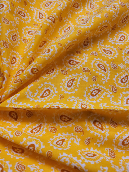 Goldenrod Color Paisley Printed Cotton