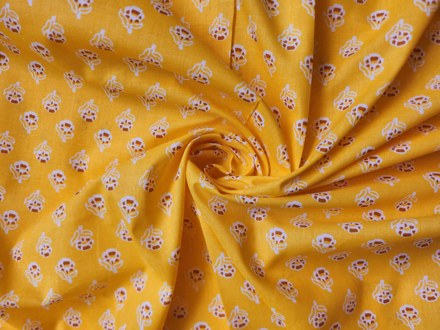 Goldenrod Color Jaipuri Printed Cotton